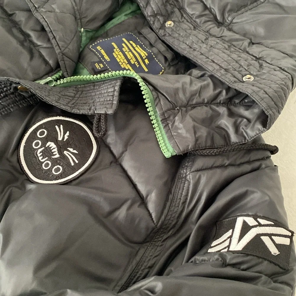 ALPHA INDUSTRIES Combat N-2B Down Parka Black/Forest Green size XXL - Picture 6 of 14